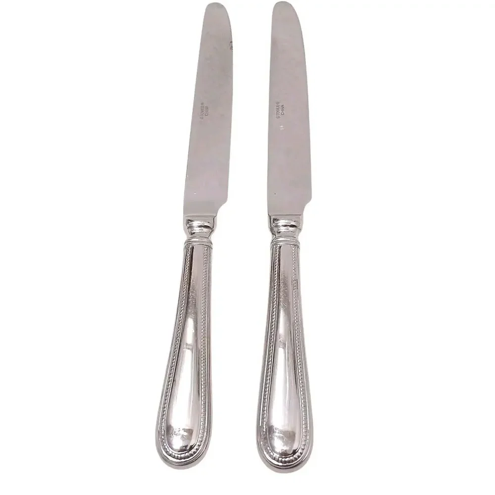 Towle 3 Dinner Knives BEADED ANTIQUE 9” Stainless Flatware Holiday‎ Mid Century